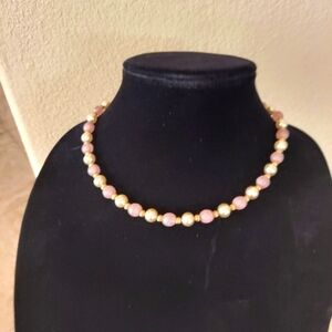 Napier Vintage Necklace Soft Pinkish, Lavenderish, Cream, Goldtone Spacer Beads